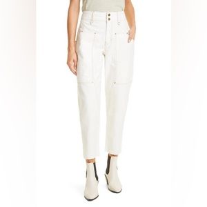 FRAME Twisted Utility Crop Pants in Ecru